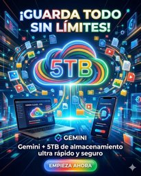Imagen de GEMENI PRO X 1 MES +5TB DE ALMACENAMIENTO