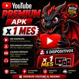 Imagen de APK YOUTUBE PREMIUM X 1 MES ( solo para celular 5 dispositivos)